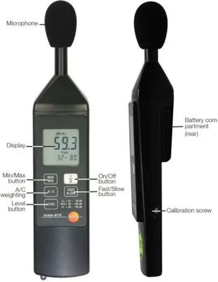 testo 815 Sound Level Meter with A/C Frequency Weighting Min/Max Memory and Integrated Tripod Knuckle Screw