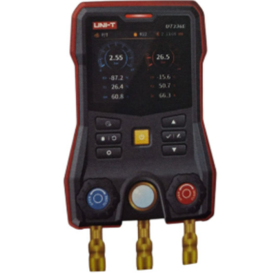 UNI-T UT336E KIT Digital Manifold Gauge 2 Wireless Temperature Clamps 3.5" HD Color Display 162+ Refrigerants OEM 1 Year